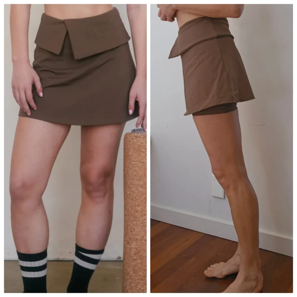 Nwot Marby ssense Espresso Preppy Brown Fold Top Preppy Tennis Skirt S